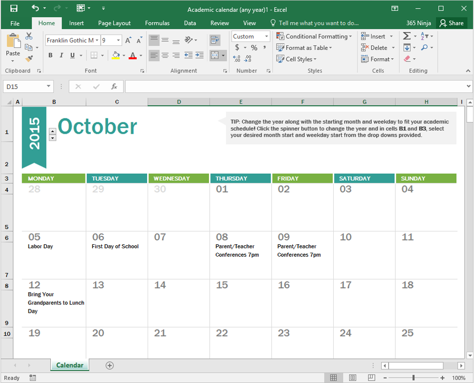 How to Create a Calendar in Excel BetterCloud Monitor