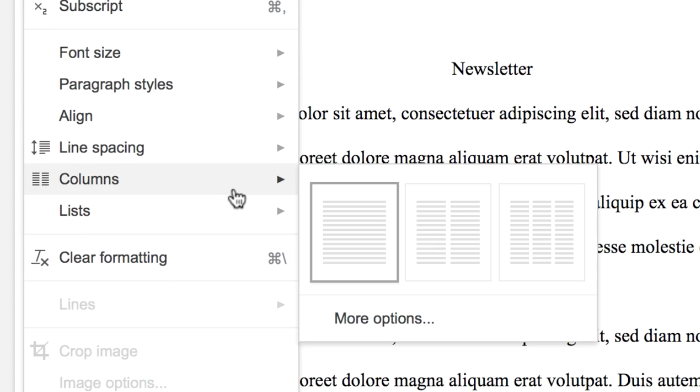 3 Column Chart Template Google Docs