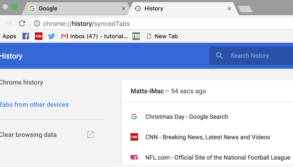 chrome default tabs on open