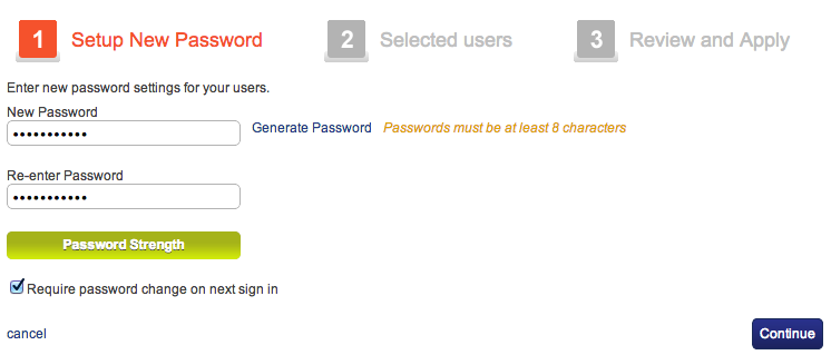 Create new password in Google Apps