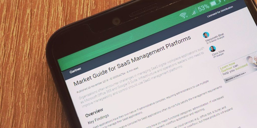 Gartner market guide SaaS management platforms