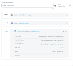 Zoom onboarding workflow