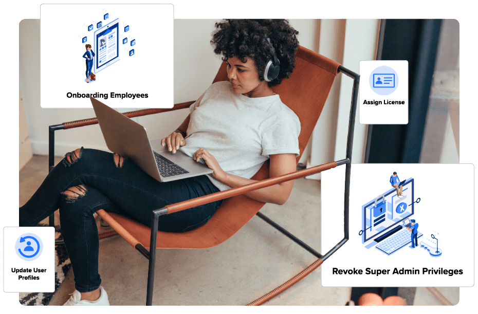 Woman on computer utilizing BetterCloud automations