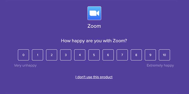 Employee Survey example for Zoom, rating 0-10