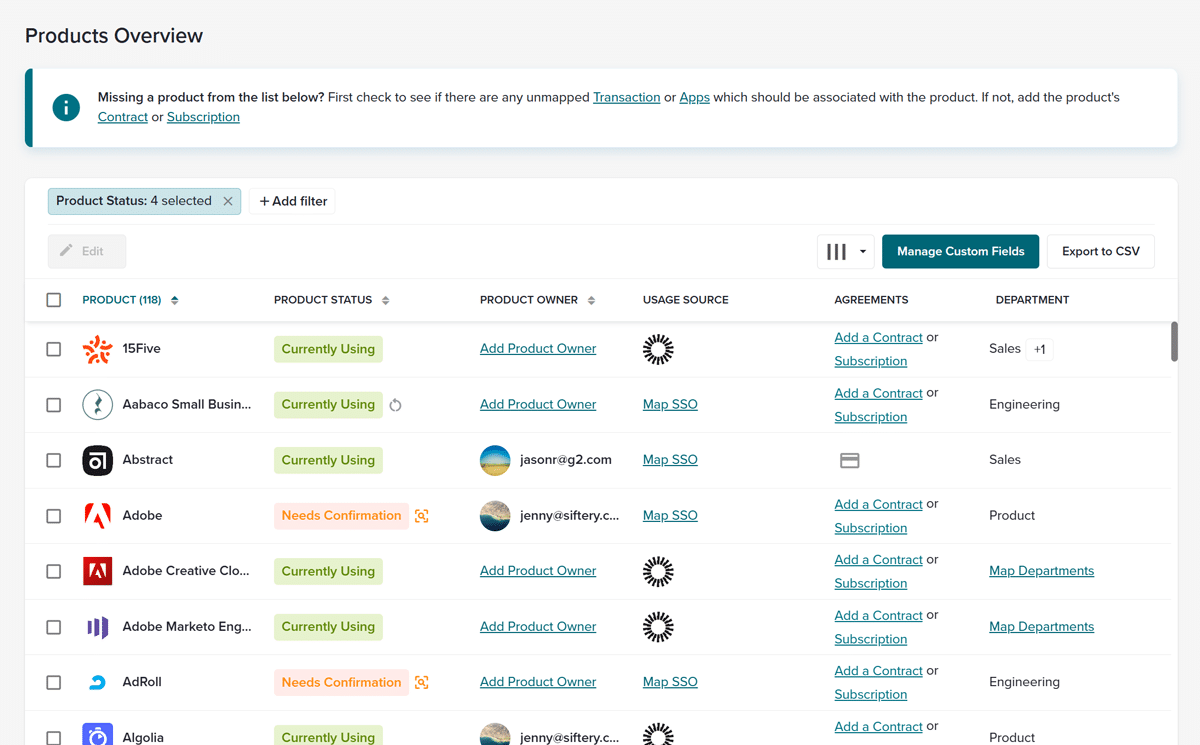 Upcoming contract renewals management in BetterCloud's Spend Optimization Module