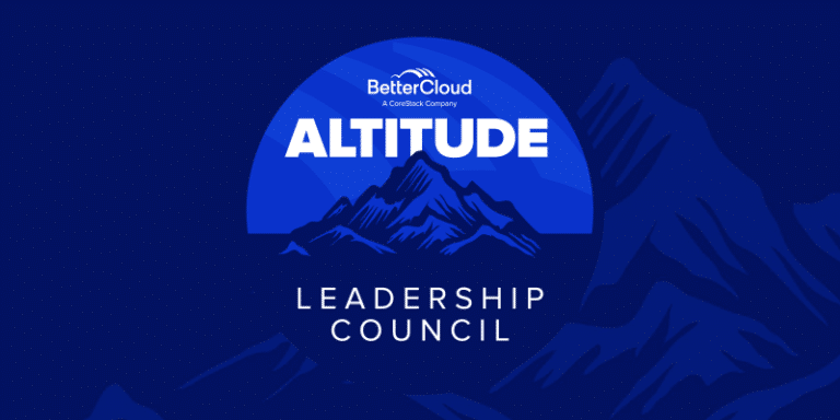 BetterCloud Altitude Leadership Council (ALC) logo displaying stylized mountain graphics and bold white text on a solid blue background, representing leadership and elevation.