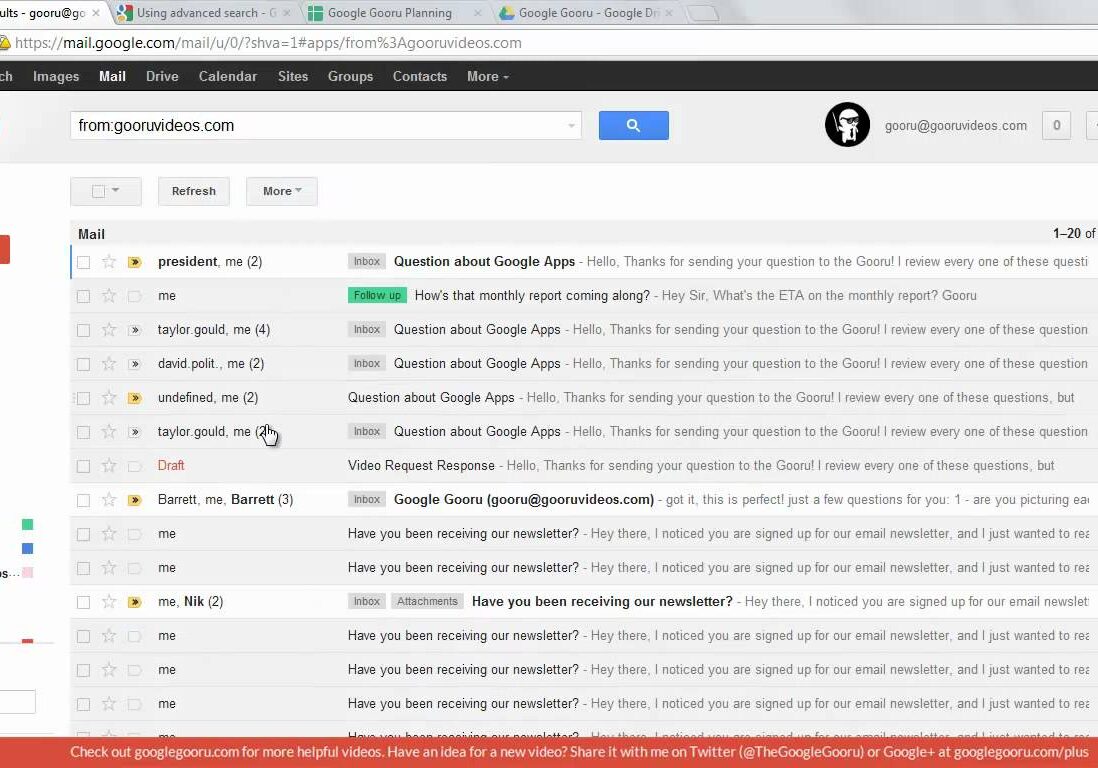 how to use basic and advanced search for gmail