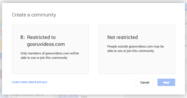 Google+ Restricted Communities