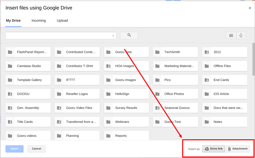 Google Drive files as Gmail attachments