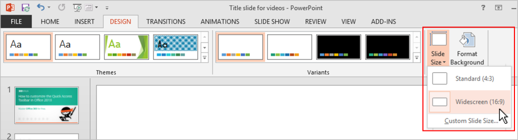 powerpoint widescreen and standard in same presentation