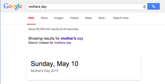 Google search Mother's Day
