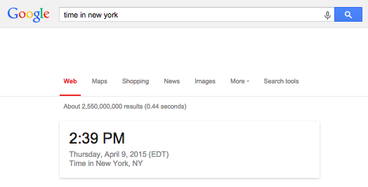Google search time