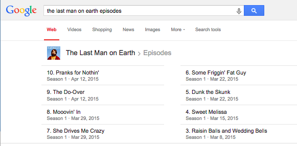 Google search tv show episodes