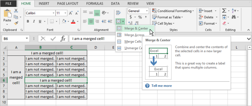 opposite of merging cells in excel