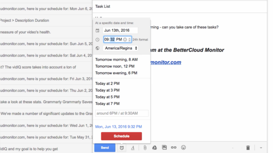 Gmelius - schedule emails