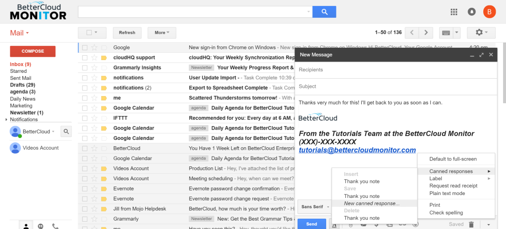 canned responses gmail