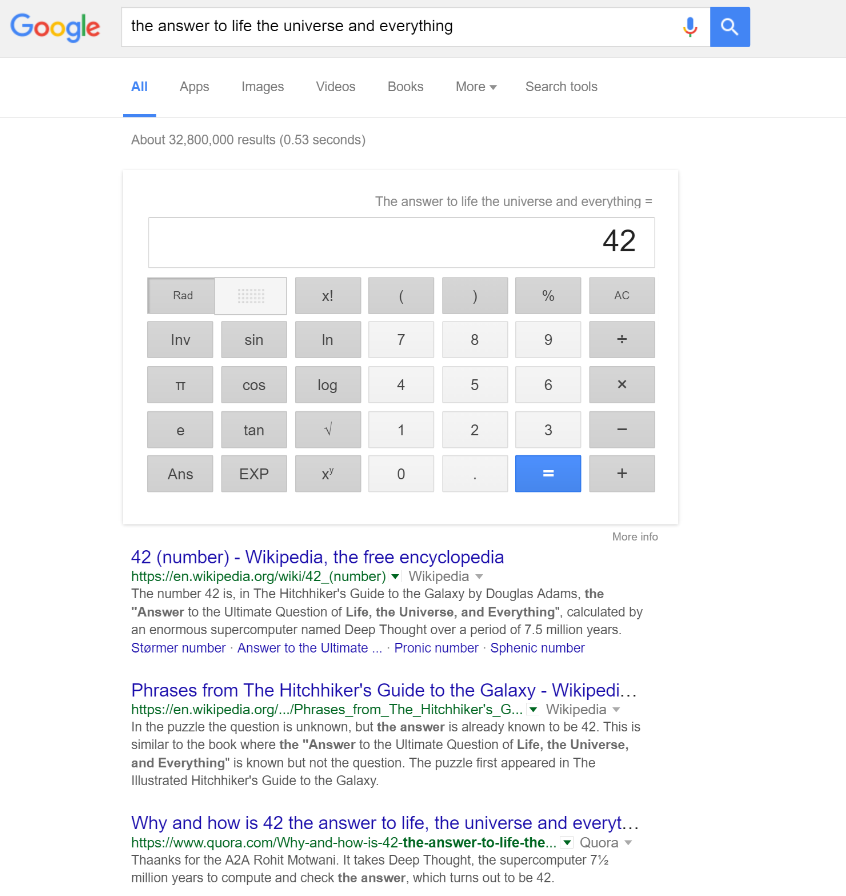 Google answer to life