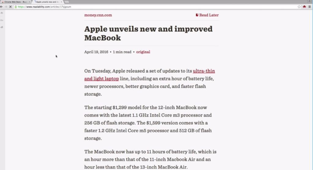Readability screenshot 2