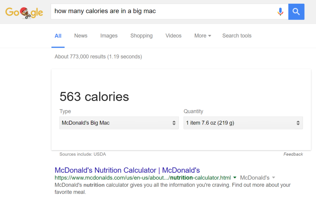 mcdonald's calories