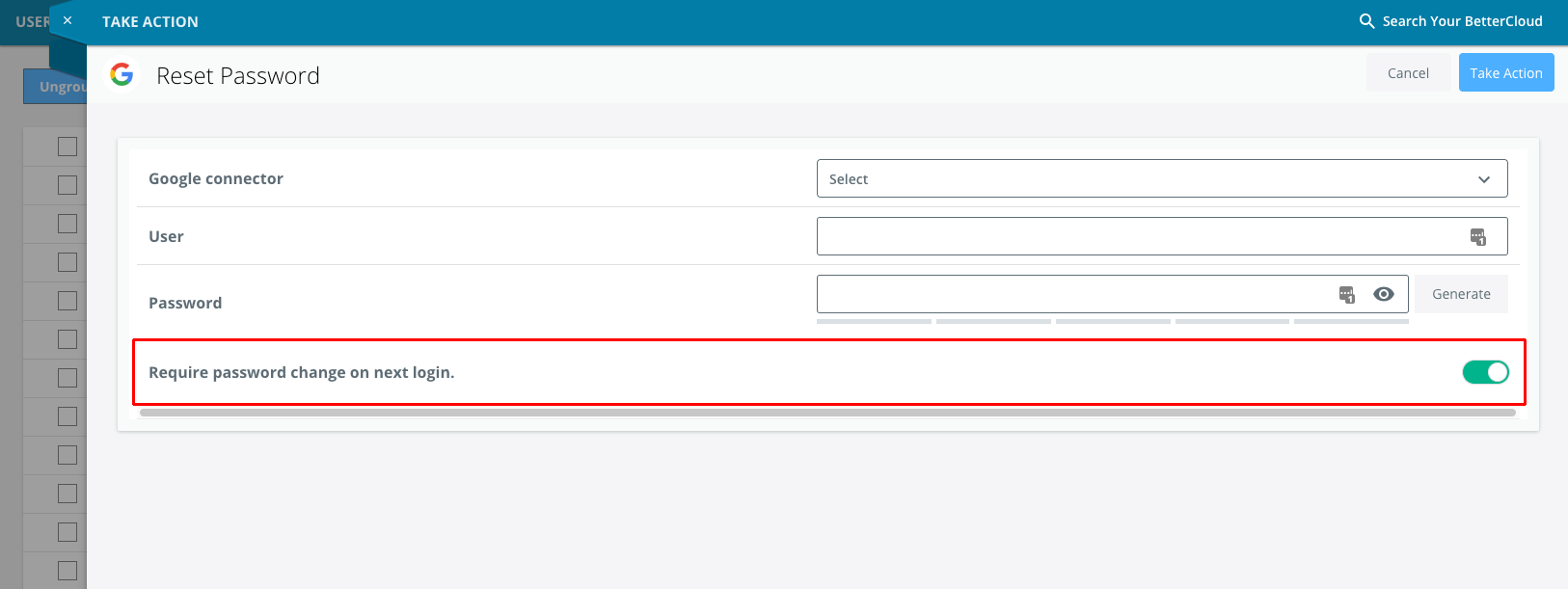 BetterCloud Google reset password